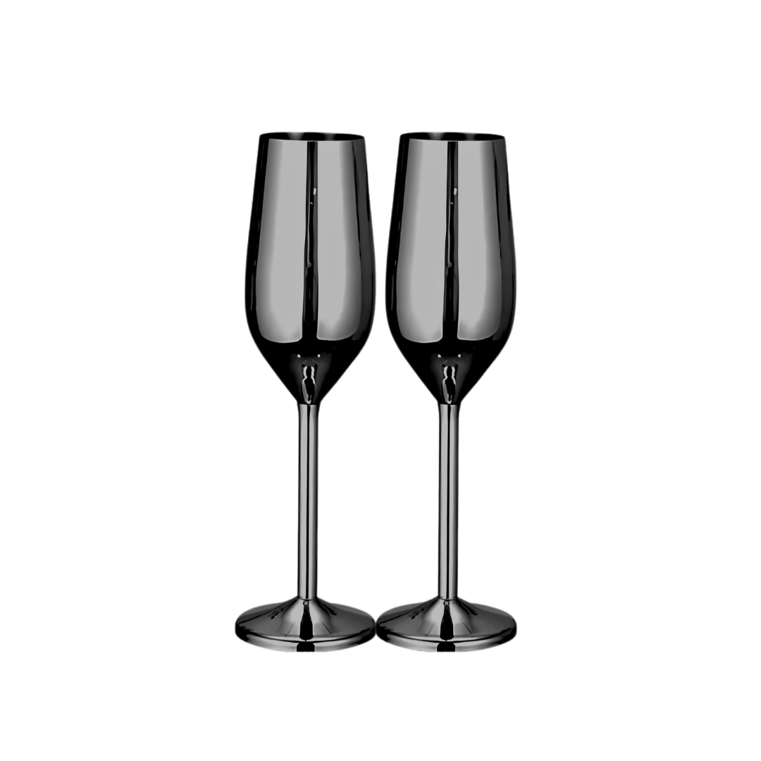 200ml (7 OZ) Stainless Steel Champagne Flutes (Set of 2)