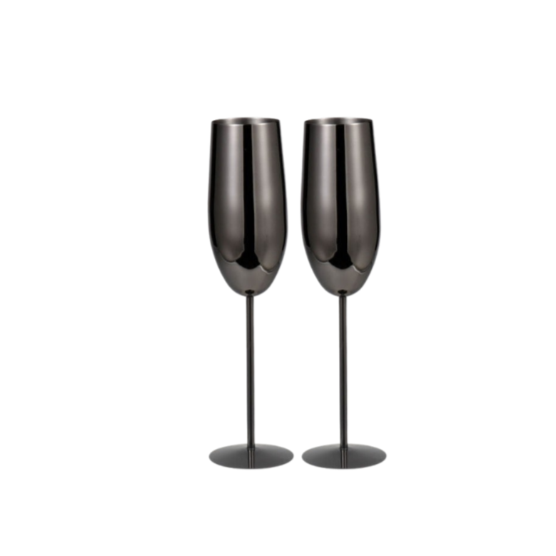 280ml (9.5 OZ) Stainless Steel Champagne Flutes (Set of 2)