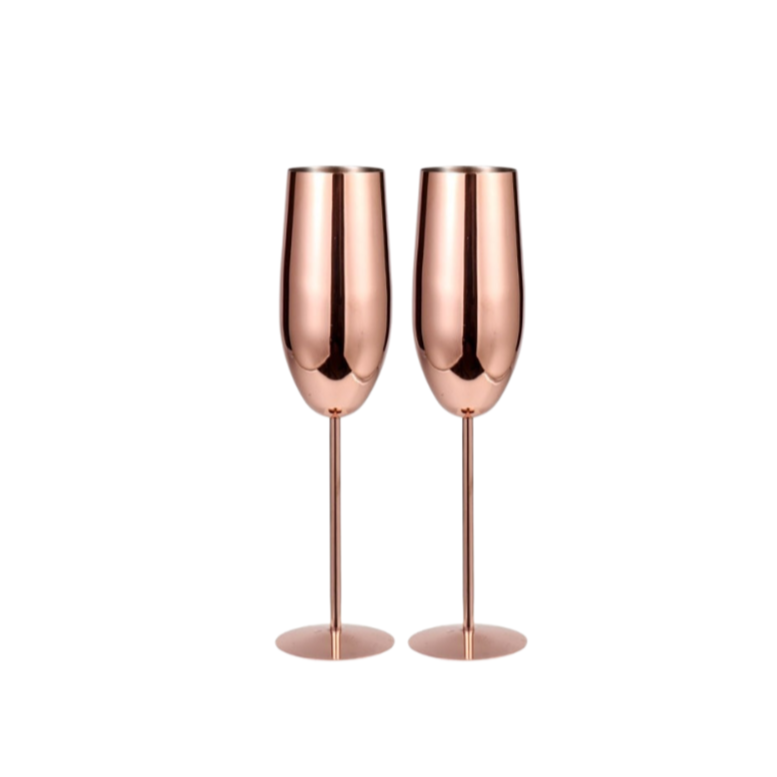Stainless Steel Beveled Champagne Flutes - The Stainless Sipper