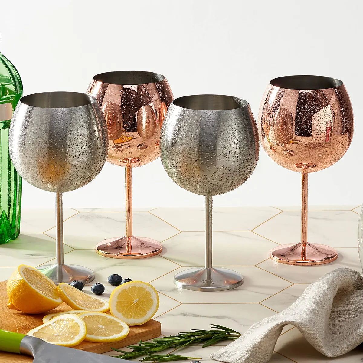 700ml (24 OZ) Stainless Steel Balloon Glasses (Set of 2)